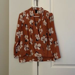 Ann Taylor floral orange blouse